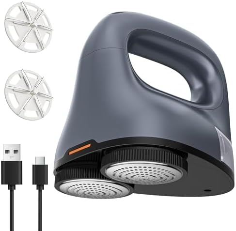 Fabric Shaver with Dual Head, 2X Faster Lint Remover for Clothes, 6-Leaf Blades, 2-Speed Electric Sweater Defuzzer with LED Display for Furniture & Clothing by Unknown