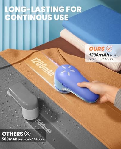 POPCHOSE Fabric Shaver, Lint Shaver with 6-Leaf Blade, Rechargeable | Lint Remover with Type-C Fast Charing Port, Sweater Defuzzer, Clothes Shaver for Couch, Furniture, Blanket, Remove Pilling - Image 3