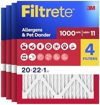Filtrete 20x22x1 Air Filter, MERV 11, MPR 1000, 4 HVAC Filters by Filtrete