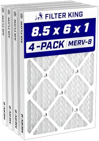 Filter King 8.5x6x1 Air Filter MERV 8, AC Furnace Filters (4-Pack) by FilterKing