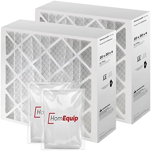 20x20x4 Air Filter Replacement - FC100A1011 HVAC Furnace Filters with Merv 11 Filter Media, AC Filter with Homequip Disposal Bag (2 Pack) by HOMEQUIP