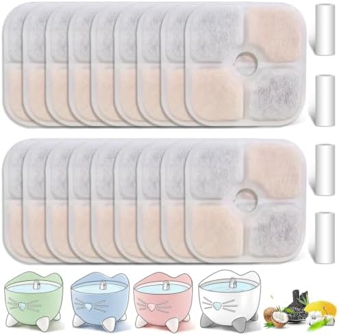 18 Pack Cat Water Fountain Filter Replacement Compatible with Catit PIXI Cat Drinking Fountain, Cat it Water Filters Keep Your Pet Healthy and Hydrated (18+4) by BUYNOW