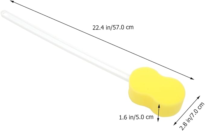 2Pcs Long Handle Exfoliating Bath Sponge Back Scrubber Brush for Gentle Body Cleaning Tool for Hard to Reach Areas and for All Skin Types