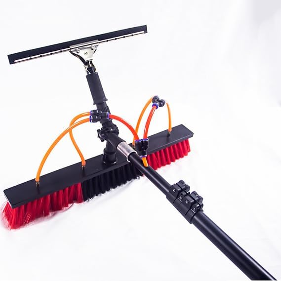 Window Cleaning Pole,High-Altitude Cleaning Brushes,Water Fed Telescopic Brush Conservatory Roof Cleaning Tools for Photovoltaic Panel Cleaning,35cm Brush Head,3.6m