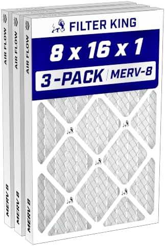 Filter King 8x16x1 Air Filter MERV 8, AC Furnace Filters (3-Pack) by FilterKing