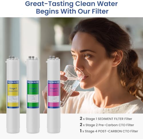 H2O 4 Stage Twist Lock Water Replacement Filters Compatible with Pure Blue H2O 4 Stage PB‑TLRO4H50T Reverse Osmosis Water Filtration System Packs of 5 - Image 6