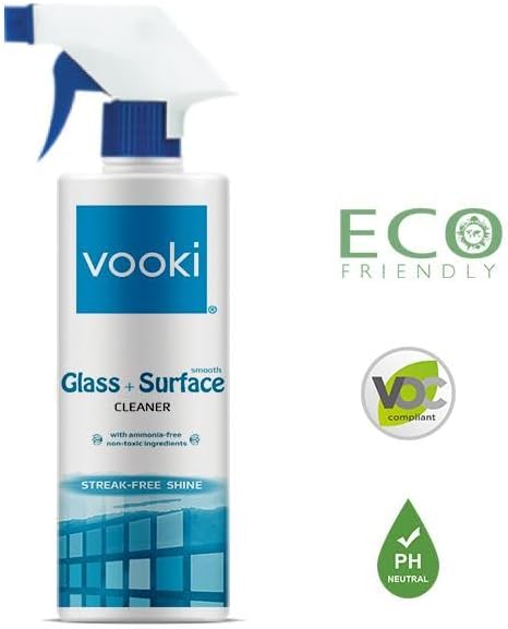 Vooki Ecofriendly Smooth Glass Surface Cleaner, Non-Toxic, for All Types of Glass Surfaces, 500ml - (Pack of 5)