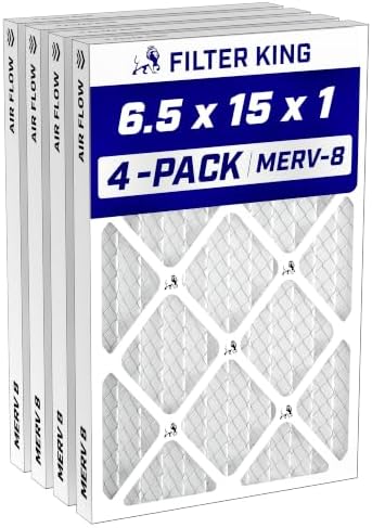 Filter King 6.5x15x1 Air Filter MERV 8, AC Furnace Filters (4-Pack) by FilterKing