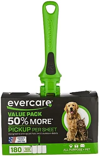 Evercare All Purpose Pet Hair Lint Roller with 2 Refills,180 Sheets –Reusable Sticky Roller for Pet Hair,Cat & Dog_Hair Remover,Lint Remover,Pet_Hair_Remover for Furniture,Clothing & Cars (Pack of 6) - Image 2