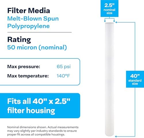 SpiroPure SP-P50-40 40x2.5 50 Micron Sediment Water Filter SDC-25-4050 20PK - Image 3