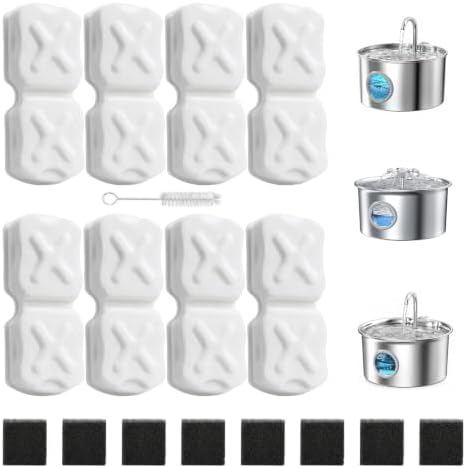 16-Piece Stainless Steel Cat Water Fountain Replacement Fountain Filter by VinDox
