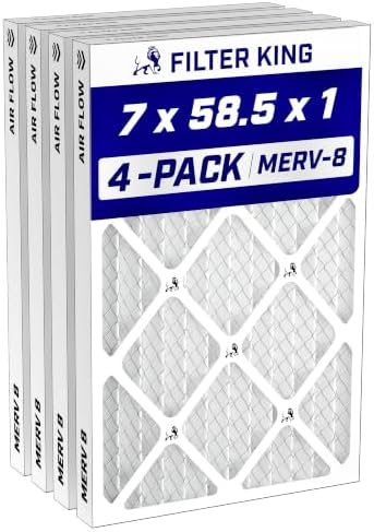 Filter King 7x58.5x1 Air Filter MERV 8, AC Furnace Filters (4-Pack) by FilterKing