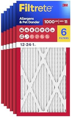 Filtrete 12x24x1 Air Filter, MERV 11, MPR 1000, 6 HVAC Filters by Filtrete