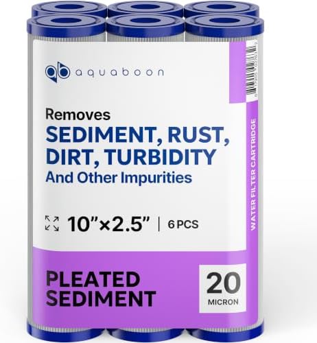 Aquaboon 20 Micron Pleated Sediment Filter Cartridge 10 x 2.5 6-Pack by Aquaboon