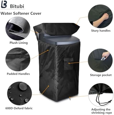 Bitubi Water Softener Insulated Cover for WHES30E/WHES40E Grain Water Softener System with Zipper Opening and Plush Lining, Indoor/Outdoor All Weather Protection 19.5"W x 20.5" D x 47" H, Black - Image 4