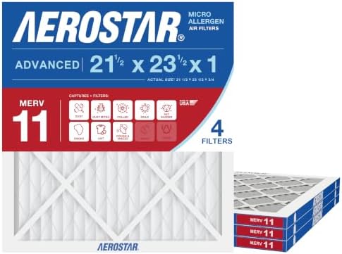 Aerostar Air Filter 21 1/2 x 23 1/2 x 1 MERV 11 Furnace Filter, 12 Pack by AirFiltersDelivered