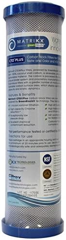 KX 01-250-10-GREEN | 10" CTO PLUS Carbon Block Water Filters for Chlorine, Taste, Odor & VOC reduction | KX MatriKX Powered by GREENBLOCK | Replaces 01-250-125-975 by MATRIKX