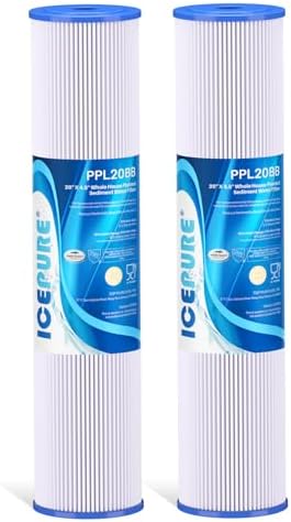 ICEPURE 20 Micron 20" x 4.5" Whole House Pleated Sediment Filter, 2Pack by ICEPURE