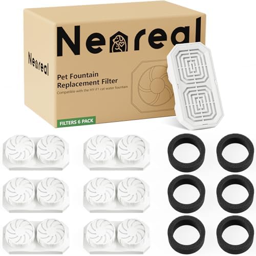 Neareal Official 6-Pack Replacement Filter Set for 108oz Cat Fountain by Neareal