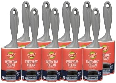 Scotch-Brite Everyday Clean Lint Roller, Lint Remover for Pet Hair, Dark Clothes, Furniture, and Dusty Surfaces, Picks Up Fur & Fluff in Your Home, Car, & Office, 10 Pack, 950 Adhesive Sheets Total by Unknown