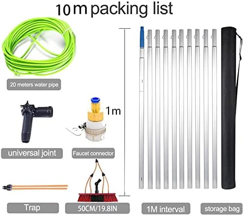 Telescopic Window Cleaning Pole with Water Fed Extendable Brush Ideal for Conservatory Roof Photovoltaic Panel Cleaning and Trucks Roof Window Cleaner Kit with 50CM Brush