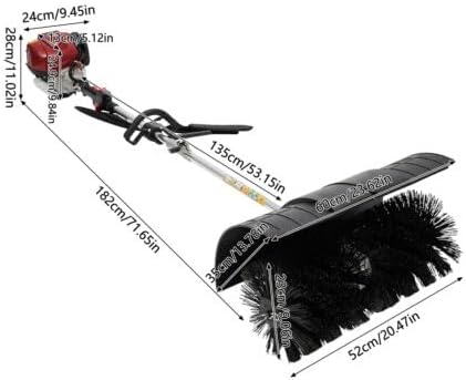 Lawn Sweeper, 31CC 1000W 4-Stroke Gas Hand Held Sweeper Artificial Grass Gasoline Brush Broom Gas Powered Sweeper Broom with 20.4In Sweeping Width, Sweeping Tool for Driveway Lawn