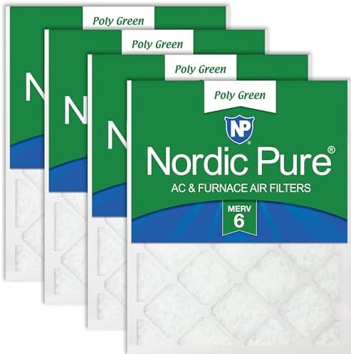 Nordic Pure 18x24x1 Poly Green MERV 6 Pleated AC Furnace Air Filters 4 Pack by NordicPure