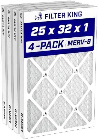 Filter King 25x32x1 Air Filter MERV 8, AC Furnace Filters (4-Pack) by FilterKing