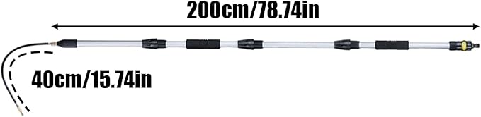Gutter Cleaning Tool From The Ground, With Extended Reach Capability, 200x2x2cm, Adjustable Length Gutter Cleaner Pole, Rotating Roof Wand, Extendable Telescopic Design, For House Leaves Trash