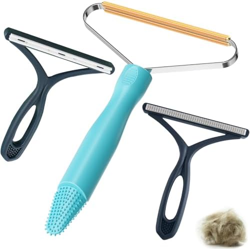 3-Pack Pet Hair Removal Tool, Dog & Cat Hair Remover, Carpet Rake | Fur Removal Tool, Portable Carpet Scraper, Pet Hair Brush, Carpet Rake for Pet Hair Removal, Car Cushions, Sofas, Rug by ACUDSA