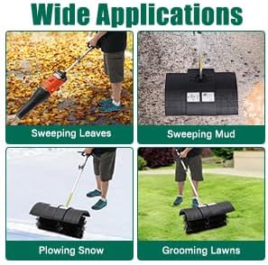 52cc Power Broom for Artificial Turf,2.3HP Handheld Grass Brush Sweeper with with Blower,2-Stroke Gas Snow Broom for Driveway,Lawn,Turf,Artificial Grass,Farms,Streets Cleaning