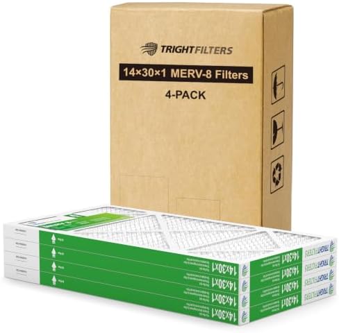 TRIGHTFILTERS 14x30x1 Air Filter 4 Pack, MERV 8 Pleated HVAC Furnace Filter by TRIGHTFILTERS