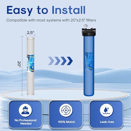 ICEPURE 1 Micron 20" x 2.5" Whole House CTO Carbon Water Filter,1 Pack - Image 6