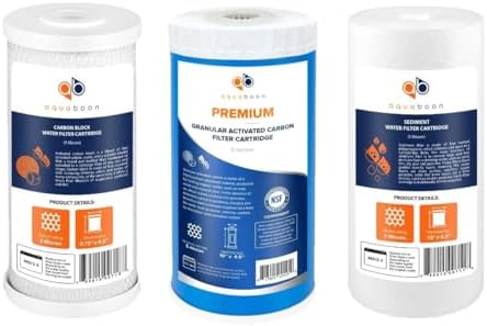 Aquaboon 5 Micron 10 x 4.5 Carbon Block Chlorine Reduction, Ganular Activated Carbon (GAC) Purification Cartrige and Sediment Water Filter - Whole House Water Filter Replacement, 1-Pack by Aquaboon