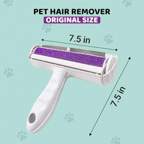 Pet Hair Remover Roller with 2 Grooming Gloves ?€? Reusable Lint Remover for Dogs and Cats (Purple) - Image 2