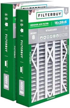 Filterbuy 16x28x6 Air Filter MERV 8 Dust & Allergy Defense (2-Pack) by Filterbuy