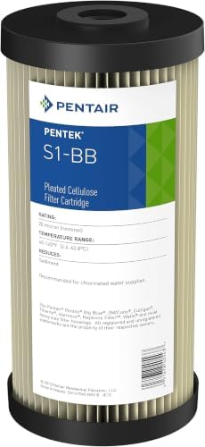 Pentair Pentek S1-BB Big Blue Sediment Water Filter, 10-Inch, Whole House Heavy Duty Pleated Cellulose Filter Cartridge, 10” x 4.5”, 20 Micron 1 Count (Pack of 8) by PENTAIRPENTEK