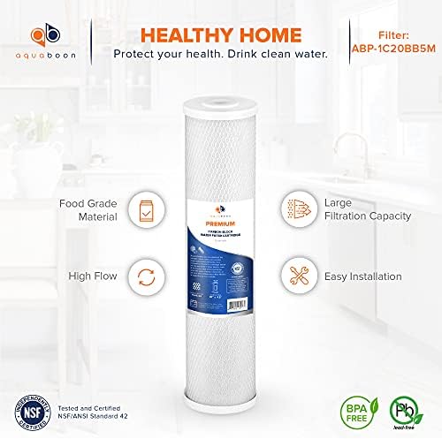 Aquaboon 5 Micron 20 x 4.5 Whole House Water Filter Replacement Cartridge Set: Sediment, Anti-Scale, Carbon for 3-Stage Water Filtration System 1 Pack - Image 6
