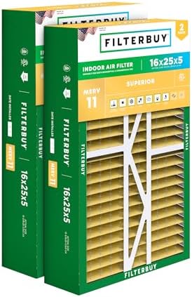 Filterbuy 16x25x5 Air Filter MERV 11 Pet & Allergy Defense (2-Pack) by Filterbuy