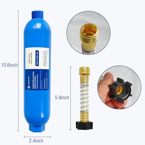 Hourleey 4 Pack RV Inline Water Filter with 2 Flexible Hose Protector, Reduce Bad Taste, Odors, Rust, Fluoride, Chlorine and Sediment in Drinking Water, Dedicated for RVs Campers Marines - Image 2