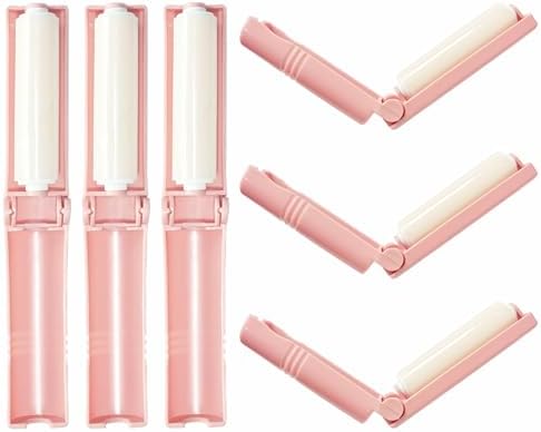 Mini Reusable Lint Roller 6 Pack, Washable Sticky Gel Lint Remover, Pink | Portable & Easy Carry, Foldable Design, Washable Sticky Gel, For Clothes & Luggage, Travel Ready by AEHKLCP