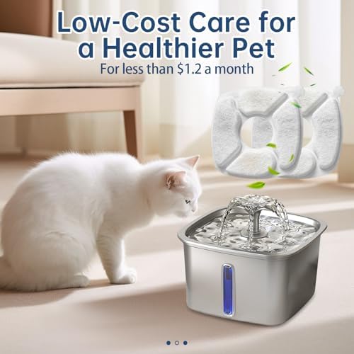 48 Pcs Cat Water Fountain Replacement Filters-24 Pack Cat Fountain Filters with 24 Pack Sponges, Enhanced Compatibility Pet Fountain Filter Fit for 95oz/2.8L 135oz/4L 67oz/2L Pet Drinking Fountain - Image 3