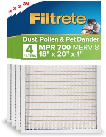 Filtrete 18x20x1 Air Filter, MERV 8, MPR 700, 4 HVAC Filters by Filtrete