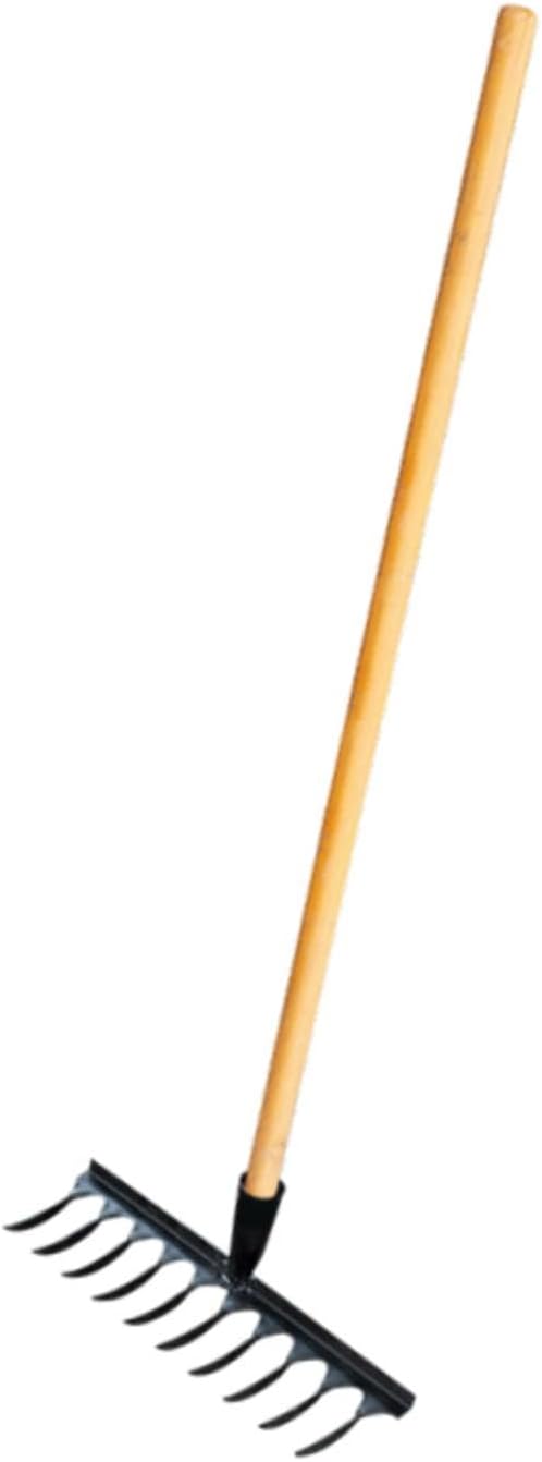 Garden Tool for Soil Preparation Wooden Handle Rake for Flower Beds, 10 Teeth 33x12x10cm