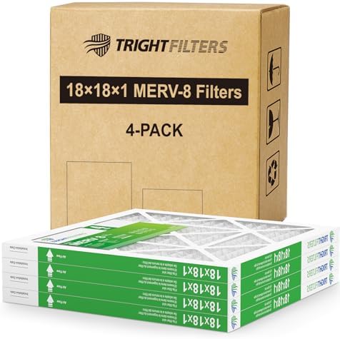 TRIGHTFILTERS 18x18x1 Air Filter 4 Pack, MERV 8 Pleated HVAC Furnace Filter by TRIGHTFILTERS