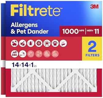 Filtrete 14x14x1 Air Filter, MERV 11, MPR 1000, 2 HVAC Filters by Filtrete