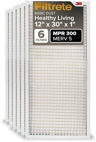 Filtrete 12x30x1 Air Filter, MERV 5, MPR 300, 6 HVAC Filters by Filtrete