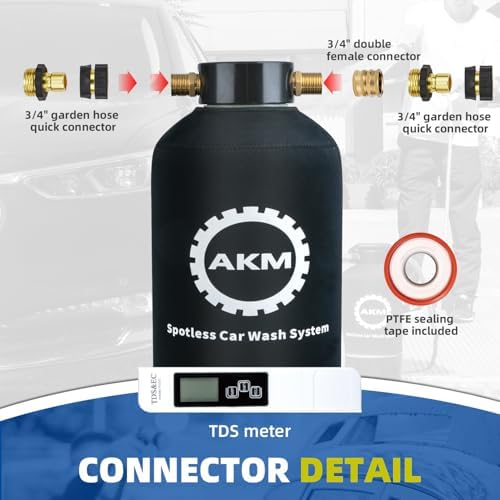 AKM Spotless Water System for car wash,Pre-Filled with DI Resin,DI Water System,Garden Hose Quick Connector,Deionized Water System for RV,Vehicles,Motorcycles,Bikes,Boats,Planes,No Spots - Image 4