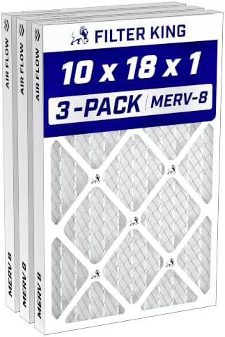 Filter King 10x18x1 Air Filter MERV 8, AC Furnace Filters (3-Pack) by FilterKing