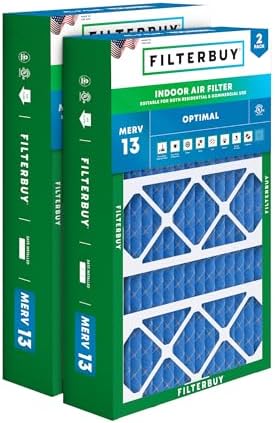 Filterbuy 15.75x27.63x3.5 Air Filter MERV 13 Smoke Defense (2-Pack) by Filterbuy